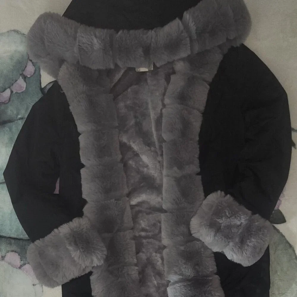 Roiii Winter Long Warm Thick Parka Faux Fur Hooded. C08-9 - Picture 6 of 7